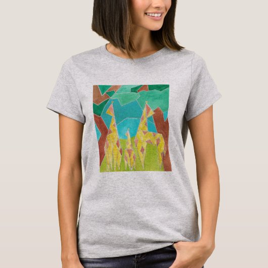 Giraffe Family Original Abstract Art T-shirt (Voorkant)