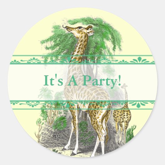 Giraffe-feeststickers Ronde Sticker (Voorkant)