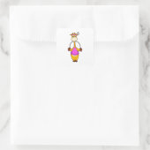 Giraffe Fitness Rope Vierkante Sticker (Tas)