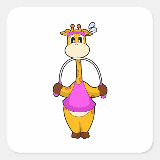 Giraffe Fitness Rope Vierkante Sticker (Voorkant)