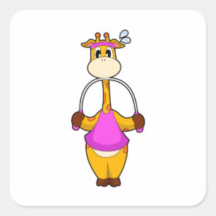 Giraffe Fitness Rope Vierkante Sticker