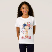 Giraffe Flag Hair Tie en Fireworks gepersonaliseer T-shirt (Voorkant volledig)