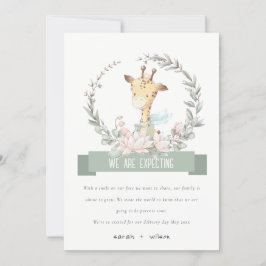 Giraffe Floral Baby Zwangerschap Kaart