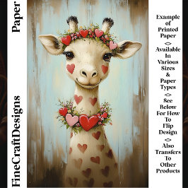 Giraffe, Floral Heart Garland CH8 Scrapbook Paper