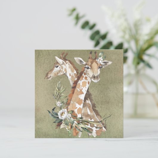 Giraffe Floral Kaart (Staand voorkant)