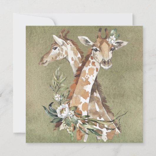 Giraffe Floral Kaart (Voorkant)