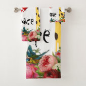 Giraffe Floral Love Bathroom Towel sets Bad Handdoek (Insitu)