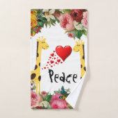 Giraffe Floral Love Bathroom Towel sets Bad Handdoek (Handdoek)