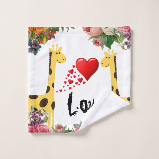 Giraffe Floral Love Bathroom Towel sets Bad Handdoek (Wasdoekje)