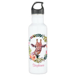  Giraffe Floral Waterverf op maat Waterfles