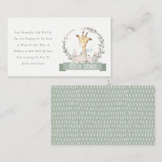 Giraffe Floral Wreator Display Shower Baby shower Informatiekaartje (Voorkant / Achterkant)