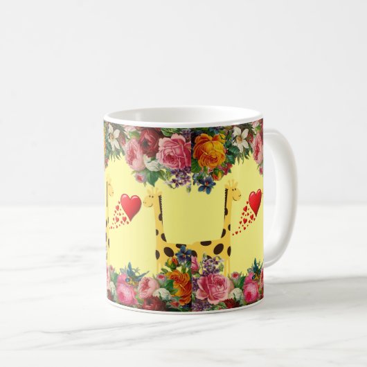 Giraffe Floral Yellow Mok (Voorkant rechts)