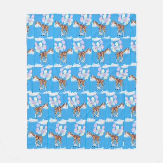 Giraffe flying with some balloons  fleece deken (Voorkant)