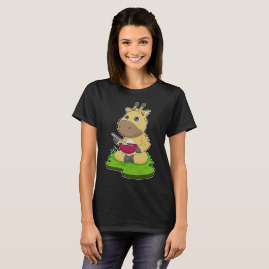 Giraffe Food Bowl T-shirt (Voorkant volledig)