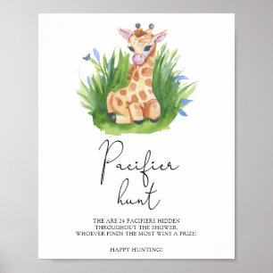 Giraffe - Fopspeen Hunt baby shower spel Poster
