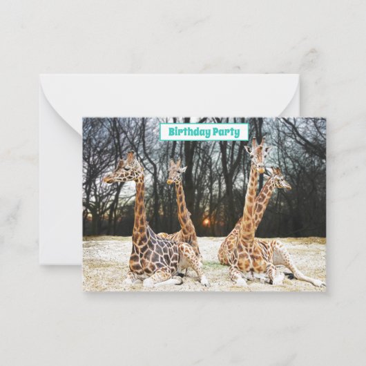 Giraffe Forrest Fun Party Uitnodiging - Vier verga (Voorkant)