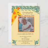 Giraffe Foto Jongens 1e Verjaardag Kaart (Voorkant)