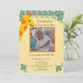 Giraffe Foto Jongens 1e Verjaardag Kaart (Staand voorkant)