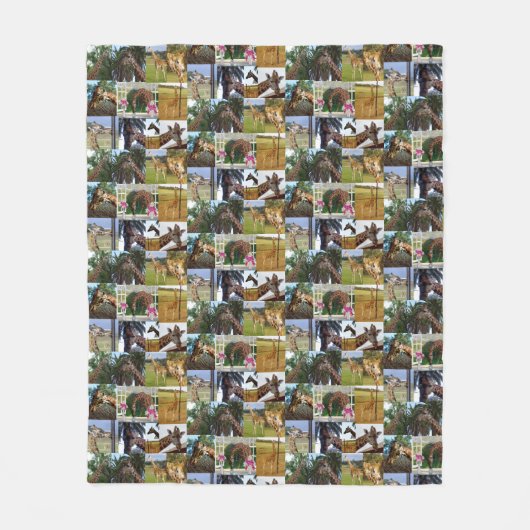 Giraffe fotocollage, fleece deken (Voorkant)