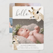 Giraffe Fotocollage Geboorteaankondiging Kaart (Voorkant / Achterkant)