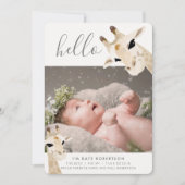 Giraffe Fotocollage Geboorteaankondiging Kaart (Voorkant)