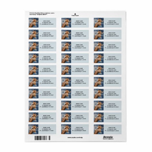 GIRAFFE FOTOGRAPHY Return Address LabelS (Full Sheet)