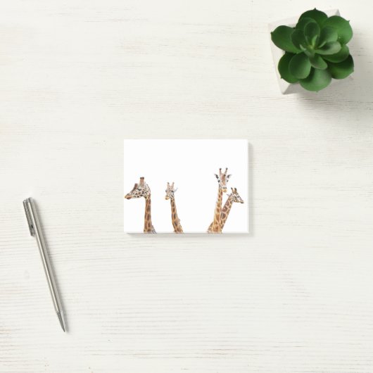 Giraffe Fun Foto - Vier Giraffes zitten Post-it® Notes (Kantoor)