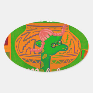 Giraffe Fun: Gekke verrassing Ovale Sticker