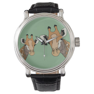 Giraffe Funny Green Horloge