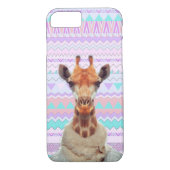 Giraffe Funny met Pastel Aztec Tribal Case-Mate iPhone Case (Achterkant)