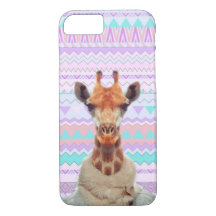 Giraffe Funny met Pastel Aztec Tribal
