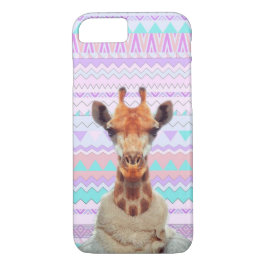 Giraffe Funny met Pastel Aztec Tribal iPhone 8/7 Hoesje