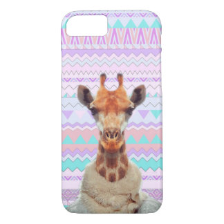 Giraffe Funny met Pastel Aztec Tribal iPhone 8/7 Hoesje