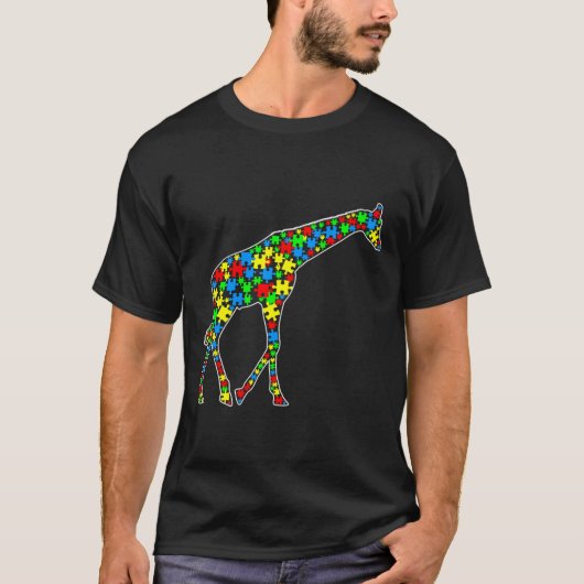 Giraffe Funny Puzzle Animals Autisme T-shirt (Voorkant)