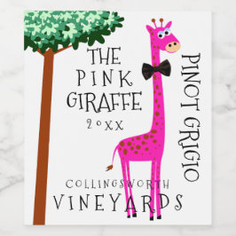 Giraffe Funny Whimsical Wijn Etiket