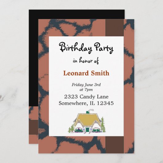 Giraffe Fur Pattern Birthday Invitation Kaart (Voorkant / Achterkant)