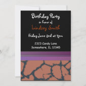 Giraffe Fur Pattern Birthday Invitation Kaart (Voorkant)