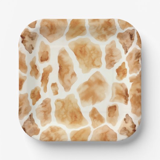 Giraffe Fur Print Pattern Modern Safari Party Papieren Bordje (Voorkant)