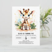 Giraffe Galore Safari Verjaardagsuitnodiging Kaart (Staand voorkant)