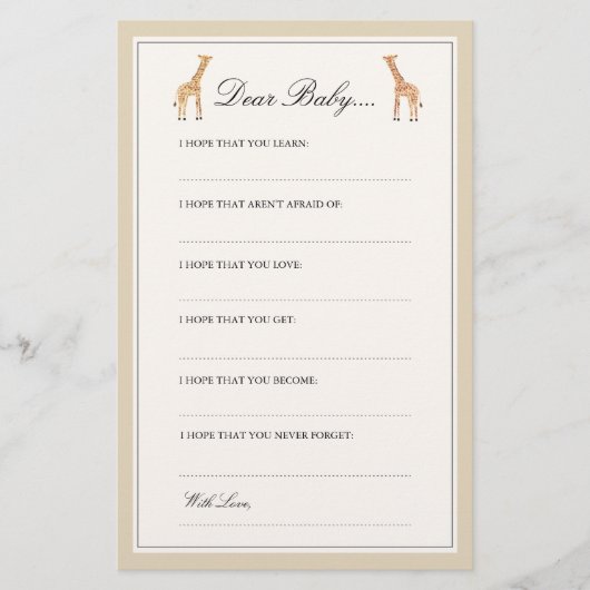 Giraffe | Geachte Baby Kaarten (Voorkant)