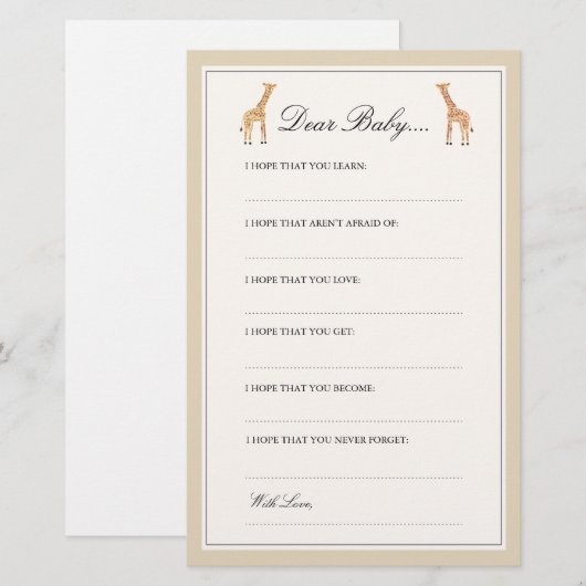 Giraffe | Geachte Baby Kaarten (Voorkant / Achterkant)