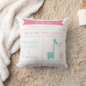 Giraffe geboorte Stats Pink Mint Aqua Blauwgroen P Kussen (Deken)
