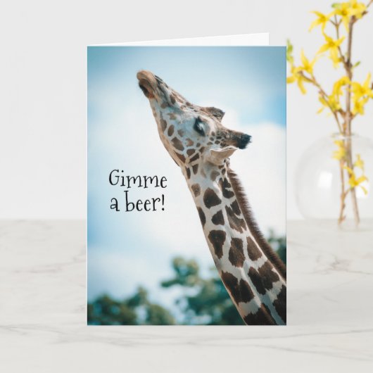 Giraffe geef me een biervriend kaart (Gele Bloem)
