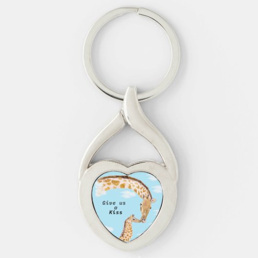 Giraffe, geef ons een kus sleutelhanger (Voorkant)