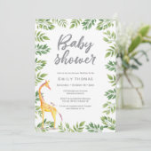 Giraffe geel Baby shower Uitnodiging (Staand voorkant)