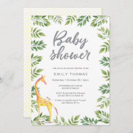 Giraffe geel Baby shower Uitnodiging
