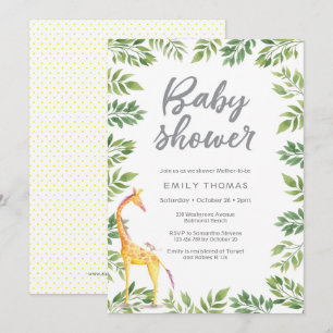 Giraffe geel Baby shower Uitnodiging