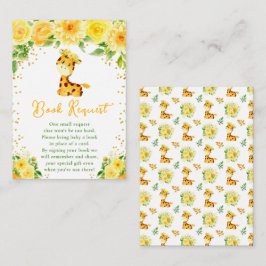 Giraffe Geel Bloemen Baby shower Boekaanvraag Informatiekaartje