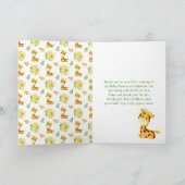 Giraffe Geel Bloemen Baby shower Dank u Bedankkaart (Binnen)