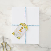 Giraffe Geel Bloemen Baby shower Dank u Cadeaulabel (Met Touw)
